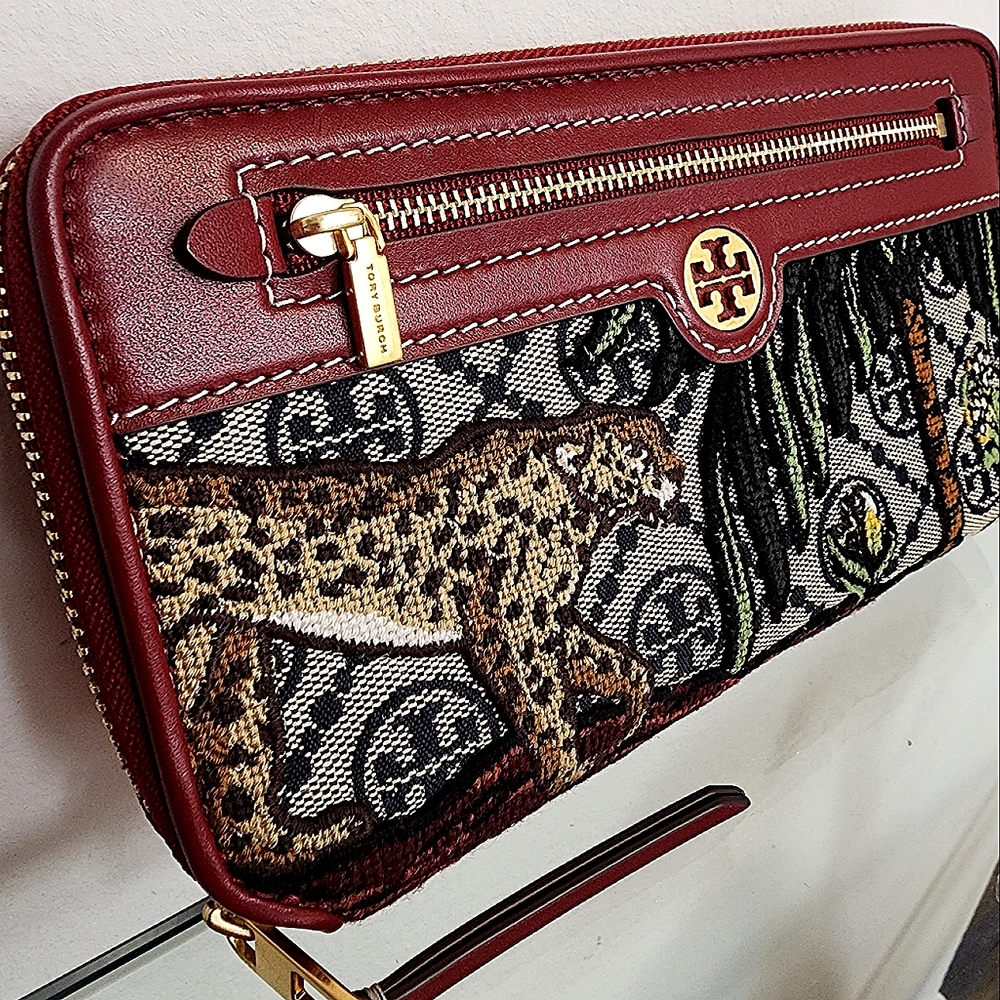 Tory Burch T Monogram Jacquard Embroidered Continental Wallet - Picture 1 of 15